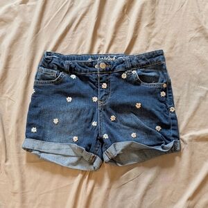 Cat & Jack Blue Denim Shorts with‎ Floral Embroidery